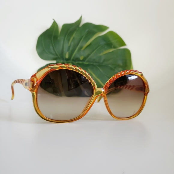 Vintage Christian Dior 1970s Amber Braid Sunglasses Made in Germany - Picture 2 of 13